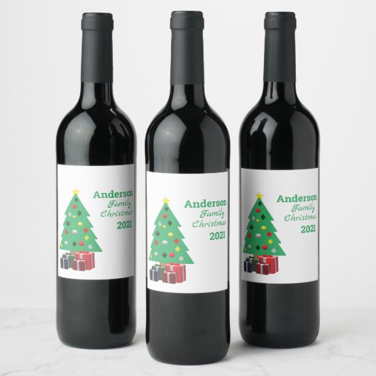 Étiquette Pour Bouteilles De Vin Famille Christmas (Bouteilles)