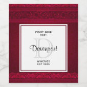 Étiquette Pour Bouteilles De Vin Fancy & Elegant Arrière - plan rouge élégant (Étiquettes simples)