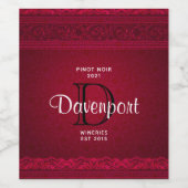 Étiquette Pour Bouteilles De Vin Fancy & Elegant Arrière - plan rouge élégant (Étiquettes simples)