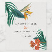 Étiquette Pour Bouteilles De Vin Fancy Tropical Mariage (Étiquettes simples)