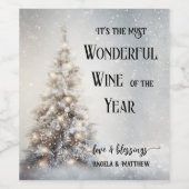 Étiquette Pour Bouteilles De Vin Fantastique Arbre de Noël Neige (Étiquettes simples)