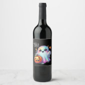 Étiquette Pour Bouteilles De Vin Fantôme d'Iridescente Halloween (Devant)