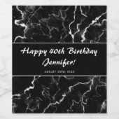 Étiquette Pour Bouteilles De Vin Faux Black Marble Texture Look - 40e anniversaire (Étiquettes simples)