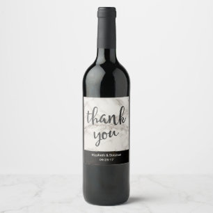 Étiquette Pour Bouteilles De Vin Faux Marble Taupe Merci moderne Vin Mariage