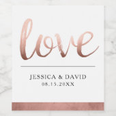 Étiquette Pour Bouteilles De Vin Faux Rose Gold Love (Étiquettes simples)
