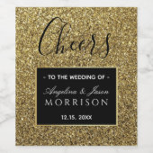 Étiquette Pour Bouteilles De Vin Faveur de mariage noir et or (Étiquettes simples)