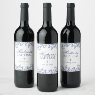 Étiquette Pour Bouteilles De Vin Faveurs de baptême florales vintage en chinoiserie