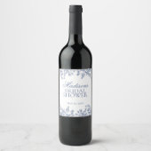 Étiquette Pour Bouteilles De Vin Faveurs de mariage floral chinoiserie bleue (Devant)