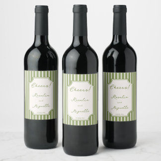 Étiquette Pour Bouteilles De Vin Faveurs de mariage personnalisées rayures vintage