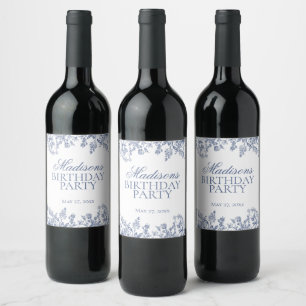 Étiquette Pour Bouteilles De Vin Faveurs de naissance florales vintage en chinoiser