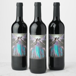 Étiquette Pour Bouteilles De Vin Fée de soleil peint surréaliste