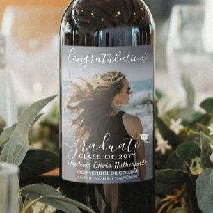 Étiquette Pour Bouteilles De Vin Félicitations à l'obtention du diplôme Photo & Whi