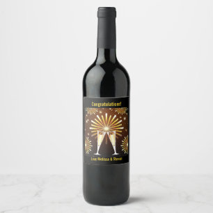Étiquette Pour Bouteilles De Vin Félicitations à Sparkling Wine and Fireworks