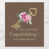 Étiquette Pour Bouteilles De Vin Félicitations Client Nouveau Accueil | Brown rusti (Étiquettes simples)