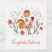 Étiquette Pour Bouteilles De Vin Félicitations Coq d'Art Populaire (Étiquettes simples)