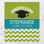 Étiquette Pour Bouteilles De Vin Félicitations Diplômé - Casquette et nom (Étiquettes simples)