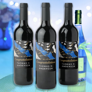 Étiquette Pour Bouteilles De Vin Félicitations du parti des policiers Blue Gold