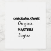 Étiquette Pour Bouteilles De Vin félicitations pour votre maîtrise  (Étiquettes simples)