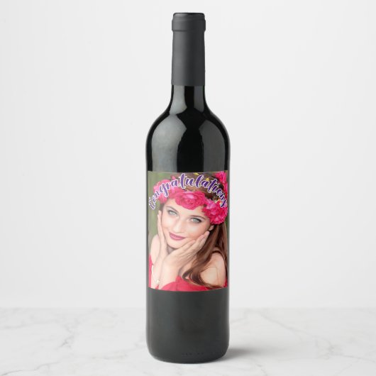 Étiquette Pour Bouteilles De Vin Félicitations Texte superposé Violet Étiquette de  (Devant)