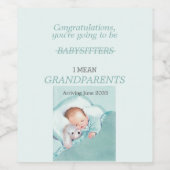 Étiquette Pour Bouteilles De Vin Félicitations, tu vas devenir grand-parents, bébé (Étiquettes simples)