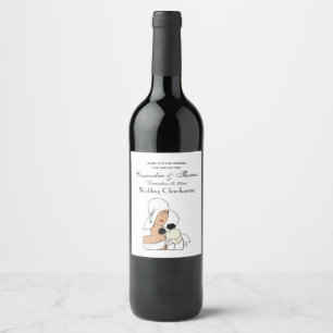 Étiquette Pour Bouteilles De Vin Femme Art Déco Vintage avec Fleurs Portant un Chap