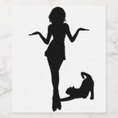 Étiquette Pour Bouteilles De Vin Femme de chat (Étiquettes simples)