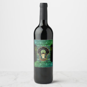 Étiquette Pour Bouteilles De Vin Femme masquée Art déco vintage