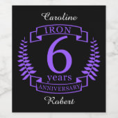 Étiquette Pour Bouteilles De Vin Fer mariage anniversaire 6 ans (Étiquettes simples)