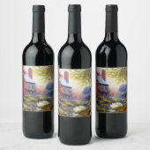 Étiquette Pour Bouteilles De Vin Ferme/cours d'eau/bois/peinture (Bouteilles)