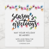 Étiquette Pour Bouteilles De Vin Festif Noël Lumières Joyeuses Fêtes (Étiquettes simples)