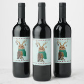ÉTIQUETTE POUR BOUTEILLES DE VIN FESTIVE ANTLER OWL (Bouteilles)