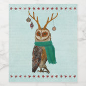 ÉTIQUETTE POUR BOUTEILLES DE VIN FESTIVE ANTLER OWL (Étiquettes simples)