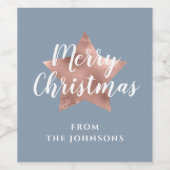 Étiquette Pour Bouteilles De Vin Festive Bleu Joyeux Noël (Étiquettes simples)