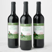 Étiquette Pour Bouteilles De Vin Festive Holly Tree Berry personnalisable Noël (Bouteilles)