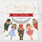 Étiquette Pour Bouteilles De Vin Festive Red Green Gold Nutcracker Fête de vacances (Étiquettes simples)