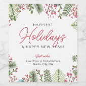 Étiquette Pour Bouteilles De Vin Festive Vacances Script Business (Étiquettes simples)