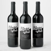 Étiquette Pour Bouteilles De Vin Fête à thème blanc et noir chic (Bouteilles)