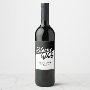 Étiquette Pour Bouteilles De Vin Fête à thème noir et blanc chic