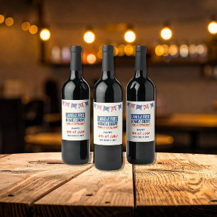 Étiquette Pour Bouteilles De Vin Fête BBQ Patriotique Américaine 4 juillet Invités