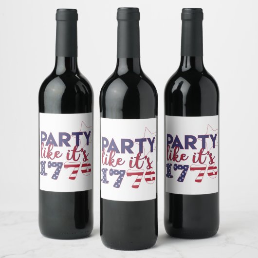 Étiquette Pour Bouteilles De Vin Fête comme en 1776 - American Flag Typography (Bouteilles)