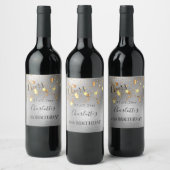 Étiquette Pour Bouteilles De Vin fête d'anniversaire argent or stars chevelures chi (Bouteilles)