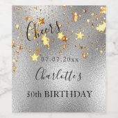 Étiquette Pour Bouteilles De Vin fête d'anniversaire argent or stars chevelures chi (Étiquettes simples)