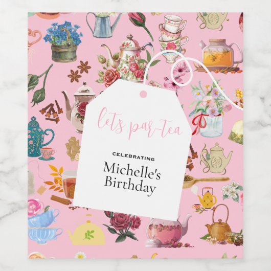 Étiquette Pour Bouteilles De Vin Fête d'anniversaire au Parc Pink Garden (Étiquettes simples)