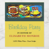 Étiquette Pour Bouteilles De Vin Fête d'anniversaire Cake Art Jazz (Étiquettes simples)