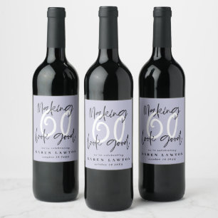 Étiquette Pour Bouteilles De Vin Fête d'anniversaire colorée pour 60 ans