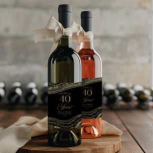 Étiquette Pour Bouteilles De Vin Fête d'anniversaire de mariage de 40 ans en Agate