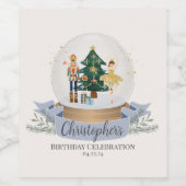 Étiquette Pour Bouteilles De Vin Fête d'anniversaire de Noël Blue Nutcracker (Étiquettes simples)