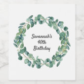 Étiquette Pour Bouteilles De Vin Fête d'anniversaire Eucalyptus verdure (Étiquettes simples)