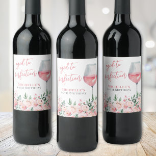 Étiquette Pour Bouteilles De Vin Fête d'anniversaire Florale au Vin