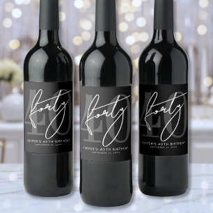 Étiquette Pour Bouteilles De Vin Fête d'anniversaire noir 40 ans